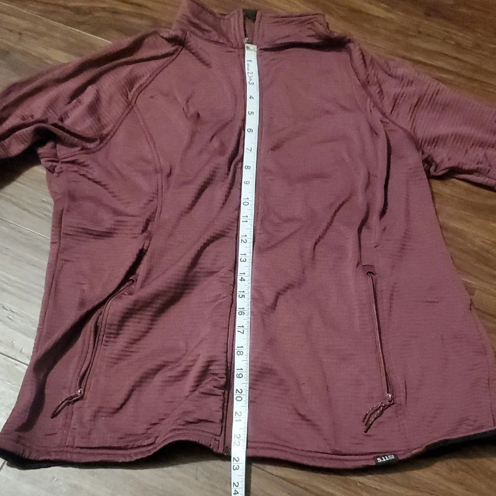 5.11 Tactical Ribbed Mauve-Burgundy Full-Zip Mid Layer Jacket - Picture 7 of 11